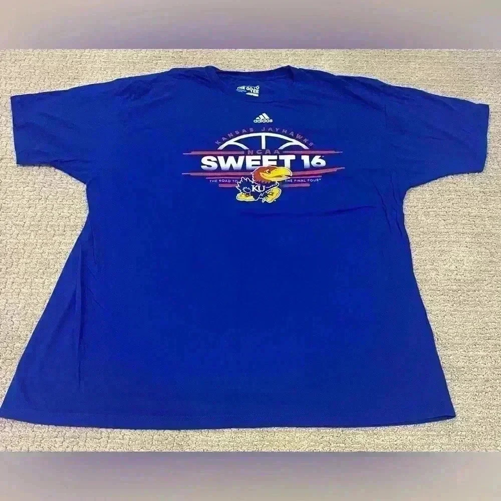 Kansas Jayhawks Adidas Sweet 16 shirt Men’s size 2XL color Blue 2 sides